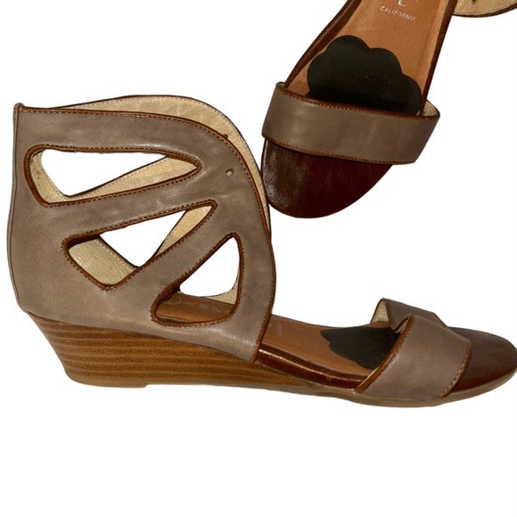 Jeffrey Campbell khaki laser cut out Leather cage wedge sandals shoes 8.5 - Picture 2 of 7